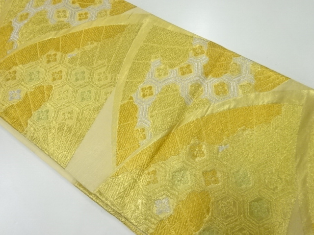 アンティーク　扇に花亀甲模様織り出し袋帯(材料)